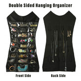 Kuber Industries Hanging Organizer | Non-Woven Hanger | Jewellery Organizer | Double Sided Hanger | 27 Pockets & 14 Hook Hanger | Cosmetic Wall Hanging Organizer | Black